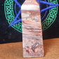 Pink crazy lace agate druzy tower