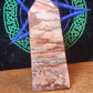Pink crazy lace agate druzy tower