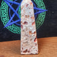 Amazing druzy filled pink crazy lace agate tower