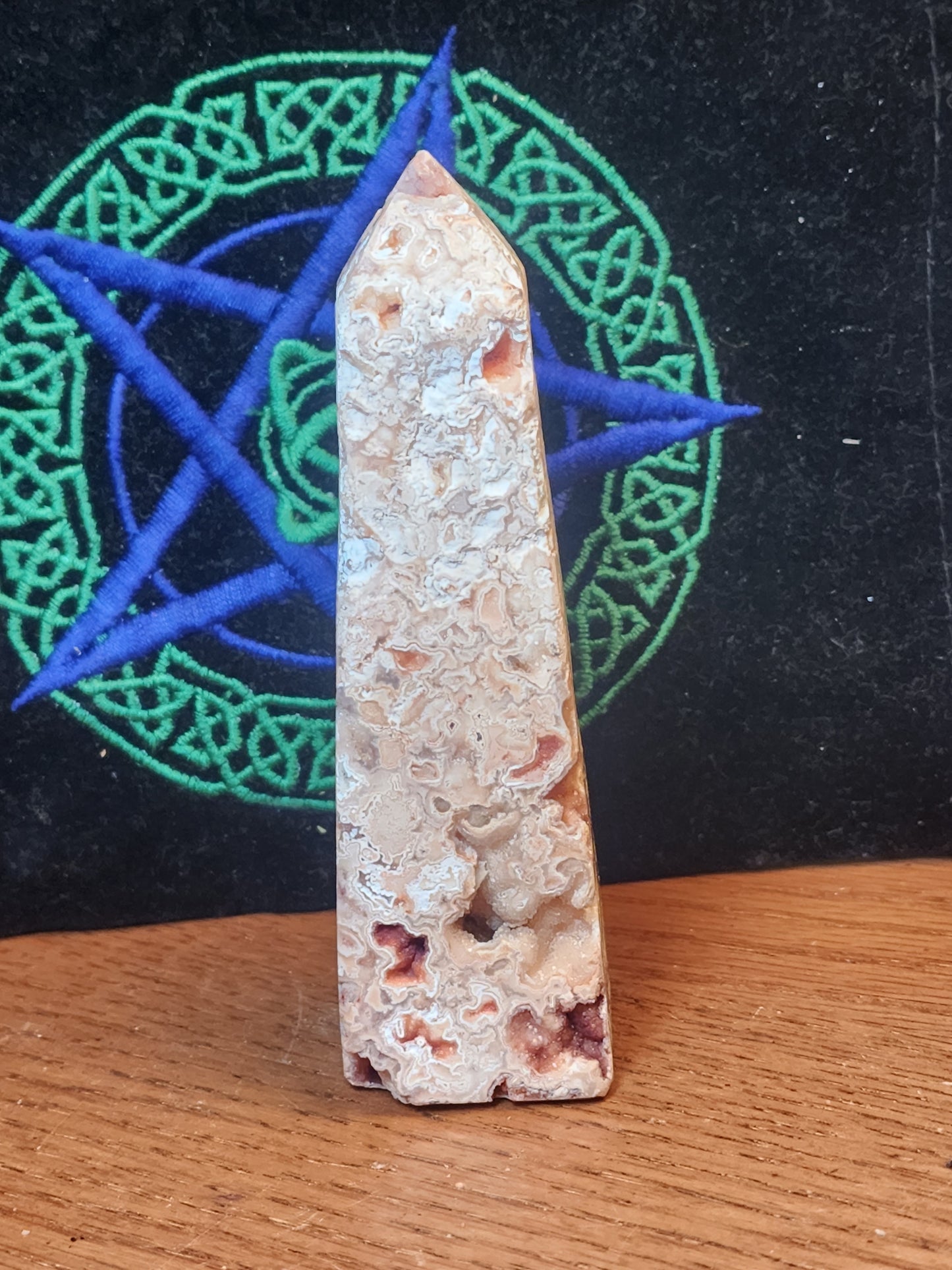 Amazing druzy filled pink crazy lace agate tower