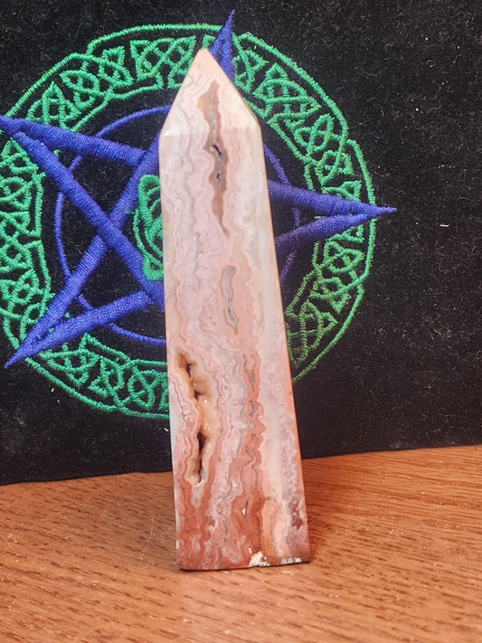 Pink crazy lace agate tower