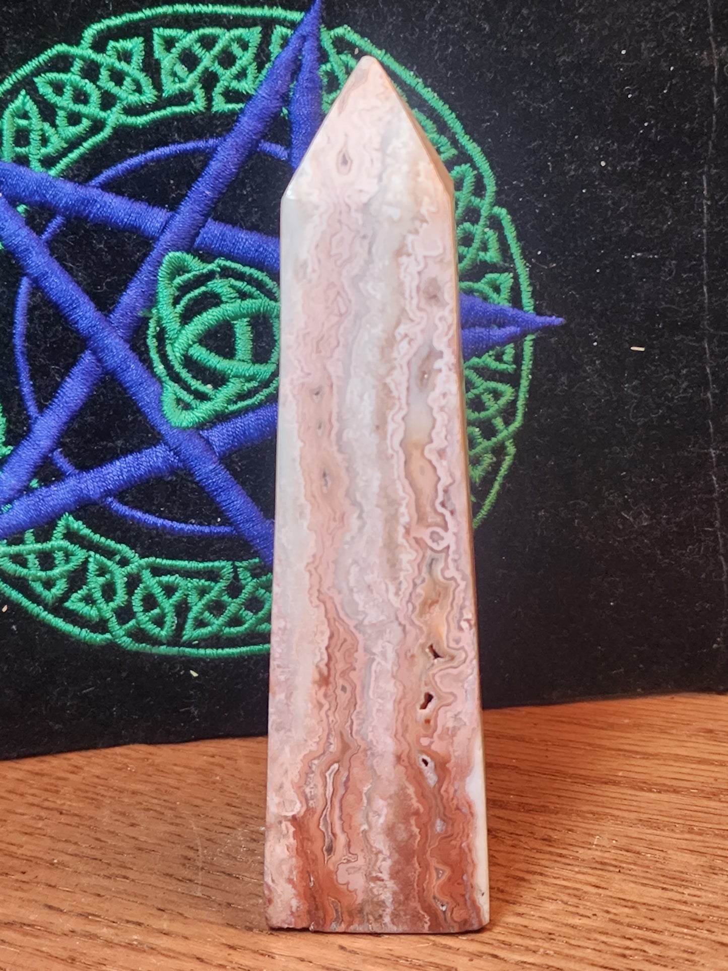 Pink crazy lace agate tower