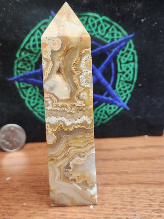 Crazy lace agate druzy tower