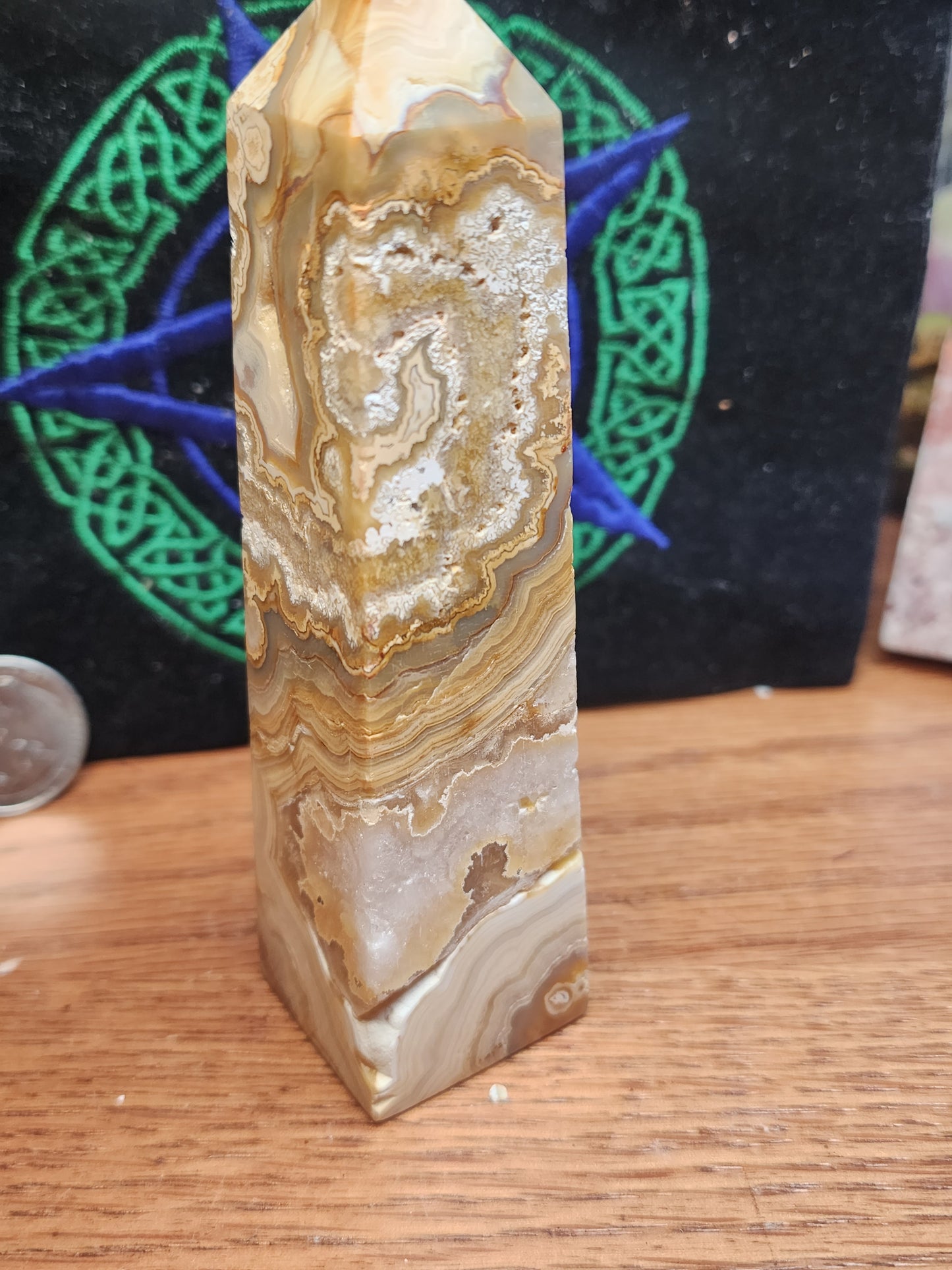 Crazy lace agate druzy tower