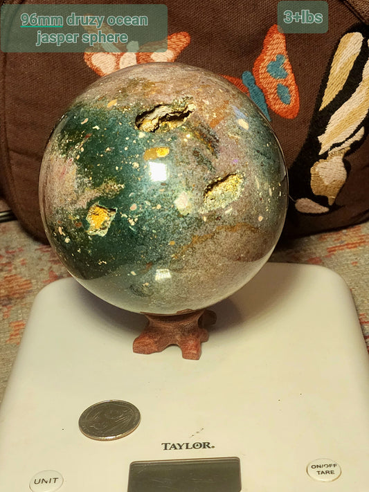 Large Druzy Ocean Jasper Sphere