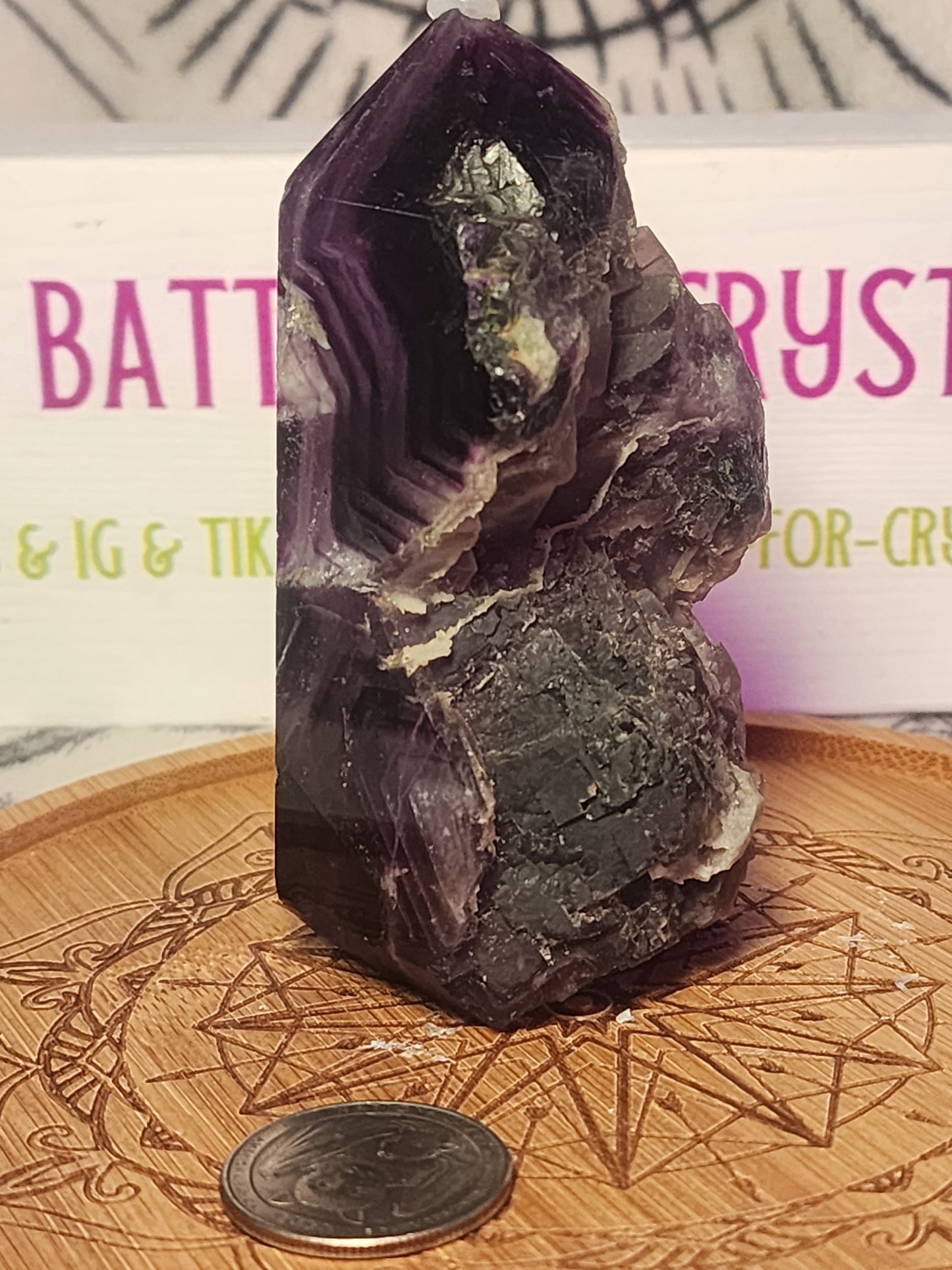 Half Polished Druzy Rainbow Fluorite Tower