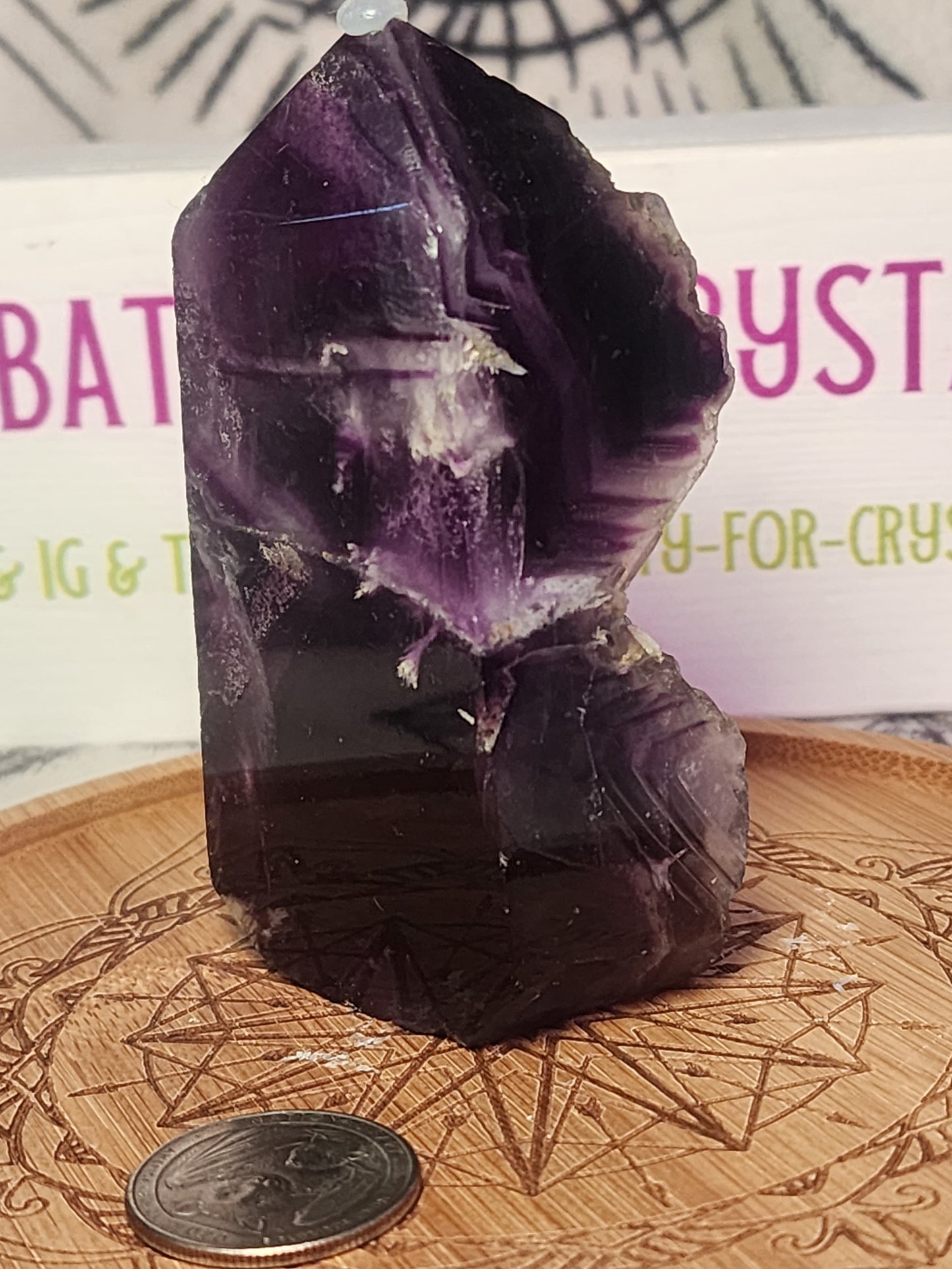 Half Polished Druzy Rainbow Fluorite Tower