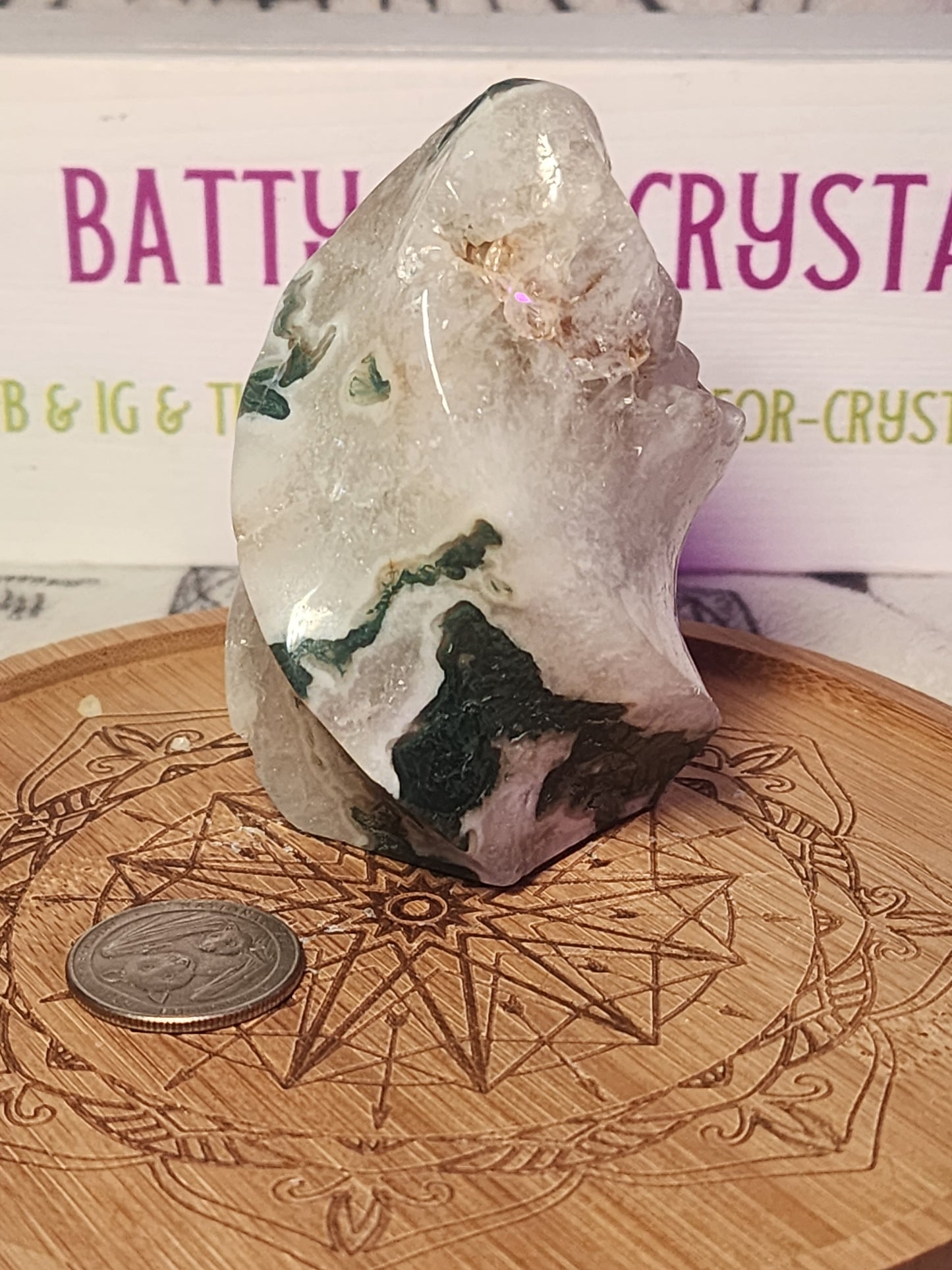 Moss Agate Druzy Flame