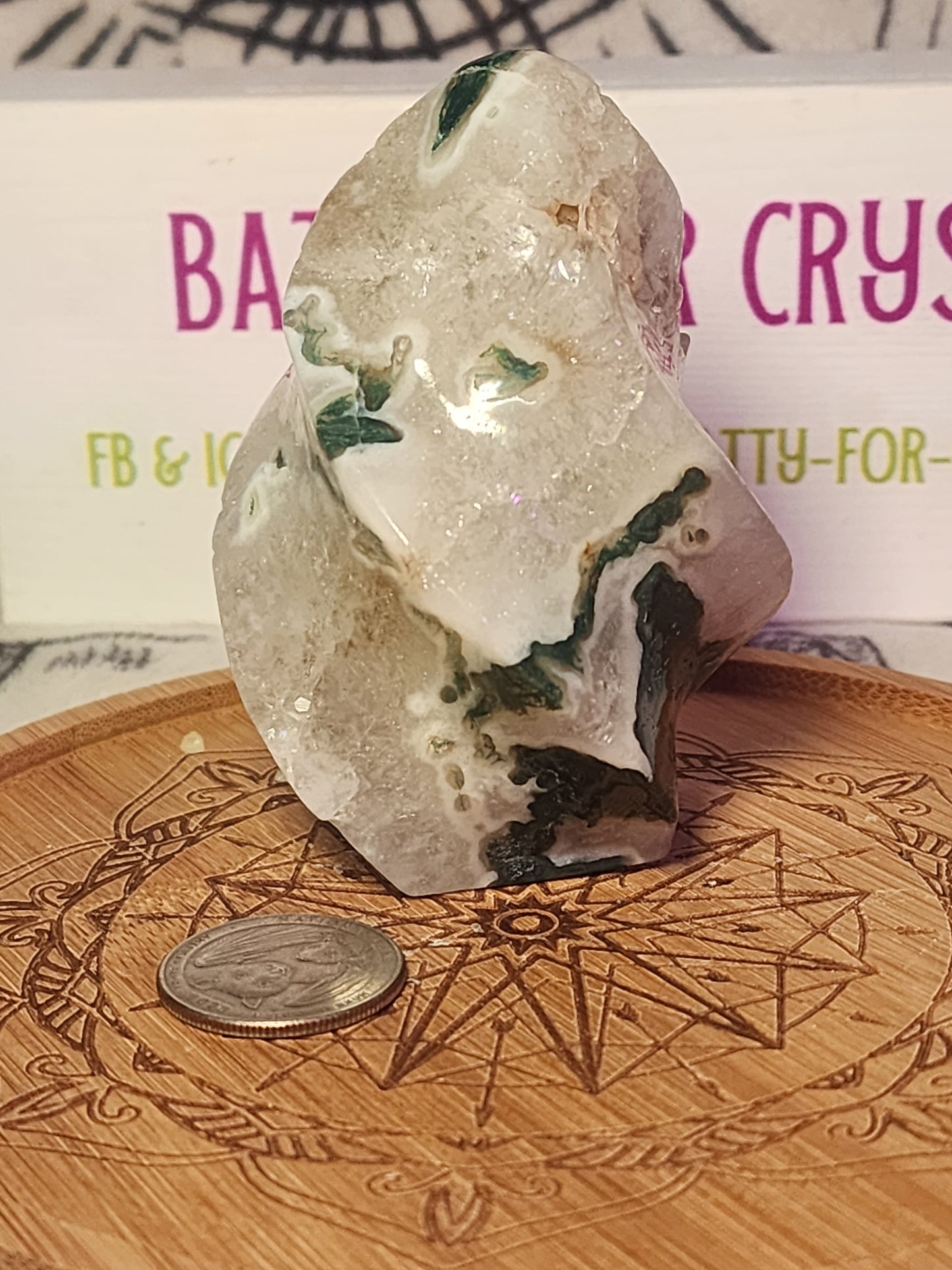 Moss Agate Druzy Flame