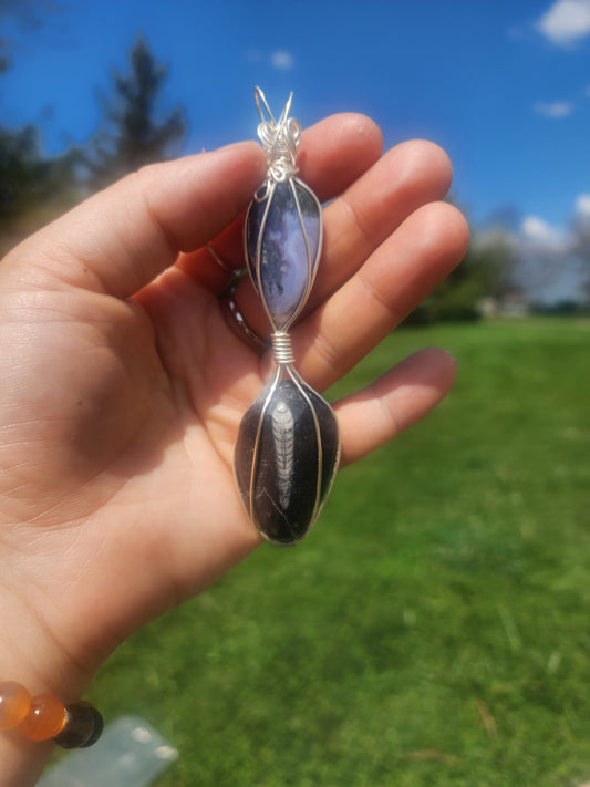 Moss Agate in Chalcedony with oc Fossil Necklace