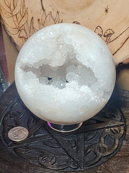 Druzy Quartz Sphere with Portal Sphere