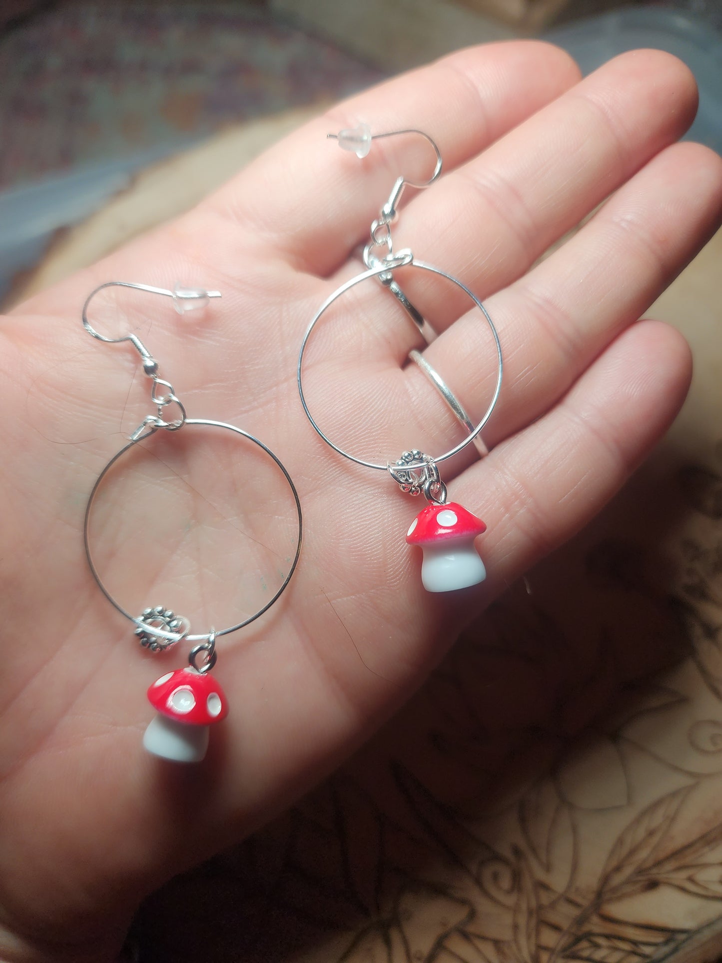 Mushroom Hoop Earrings