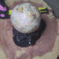 Druzy filled flower agate sphere